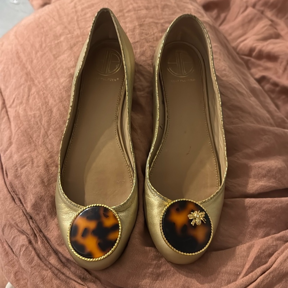 Lily Pulitzer ballet flats queen bee and tortoise size 81/2